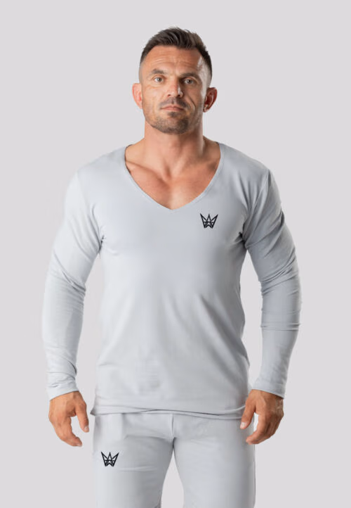 Longsleeve Deepneck Urban Motion - Jasnoszary