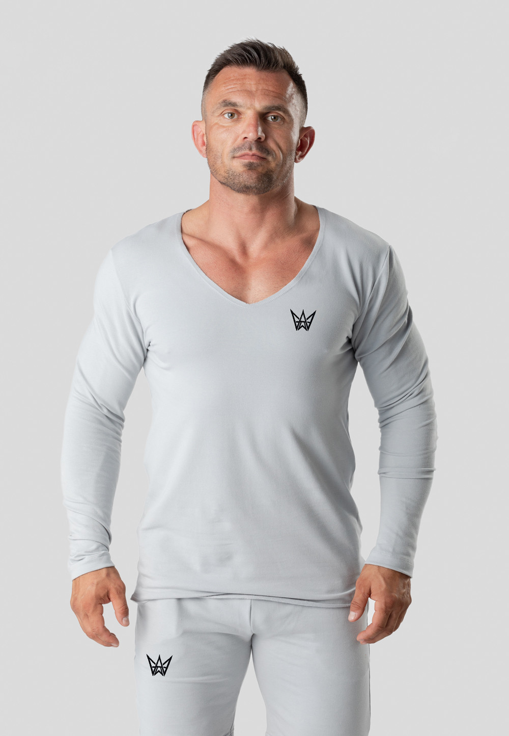 Longsleeve Deepneck Urban Motion - Jasnoszary 1 Longsleeve Deepneck Urban Motion - Jasnoszary