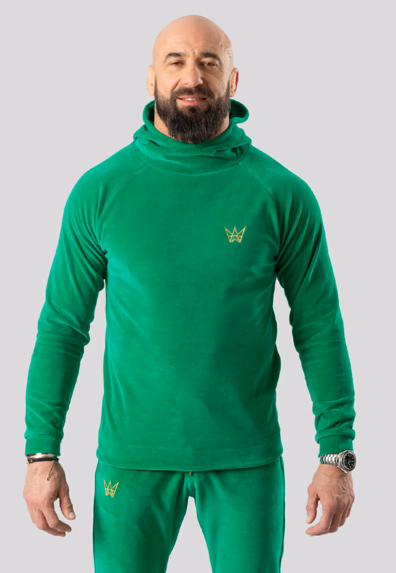 Bluza z Kapturem Welurowa Zielona