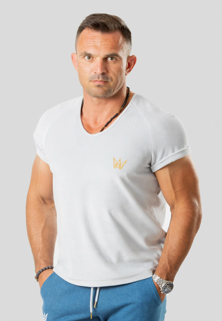 Koszulka Krótka Raglan Welurowa Jasnoszara