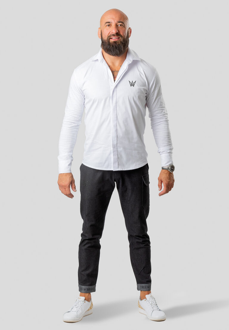 Koszula Długi Rękaw Bawełniana Biała – Czarna Korona