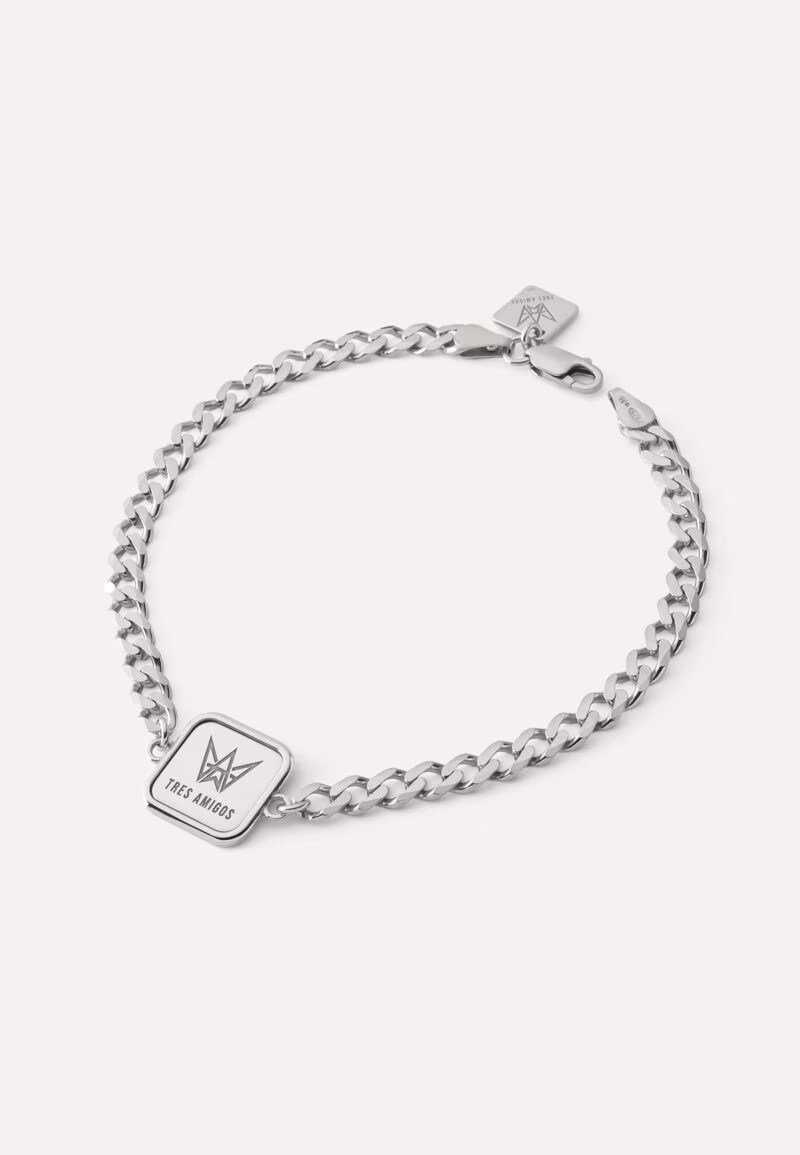 Bransoletka Pancerka Męska Srebrna Kwadratowa Srebrna Zawieszka Z Grawerem