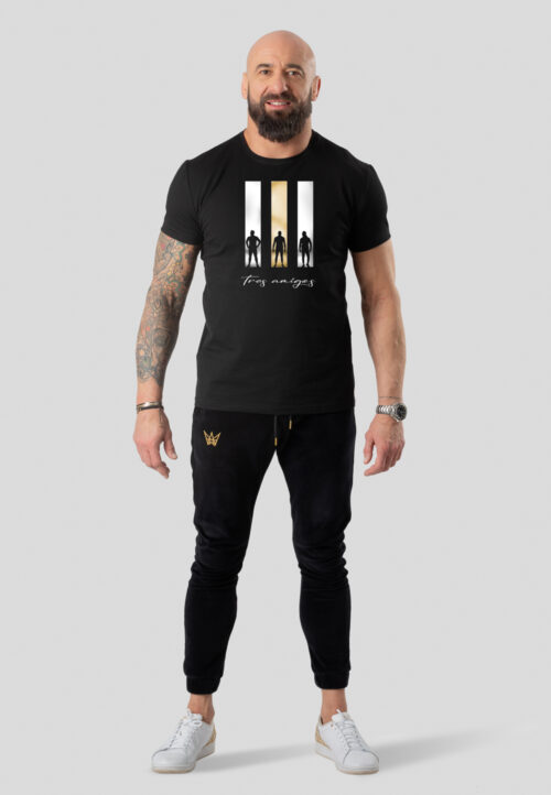Koszulka Paco Slim Fit z krótkim rękawem w kolorze czarnym z logo Tres Amigos.