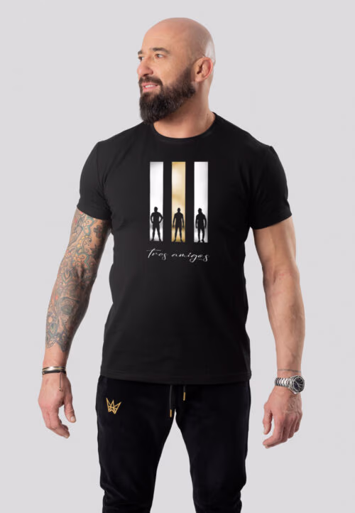 Koszulka Paco Slim Fit z krótkim rękawem w kolorze czarnym z logo Tres Amigos.