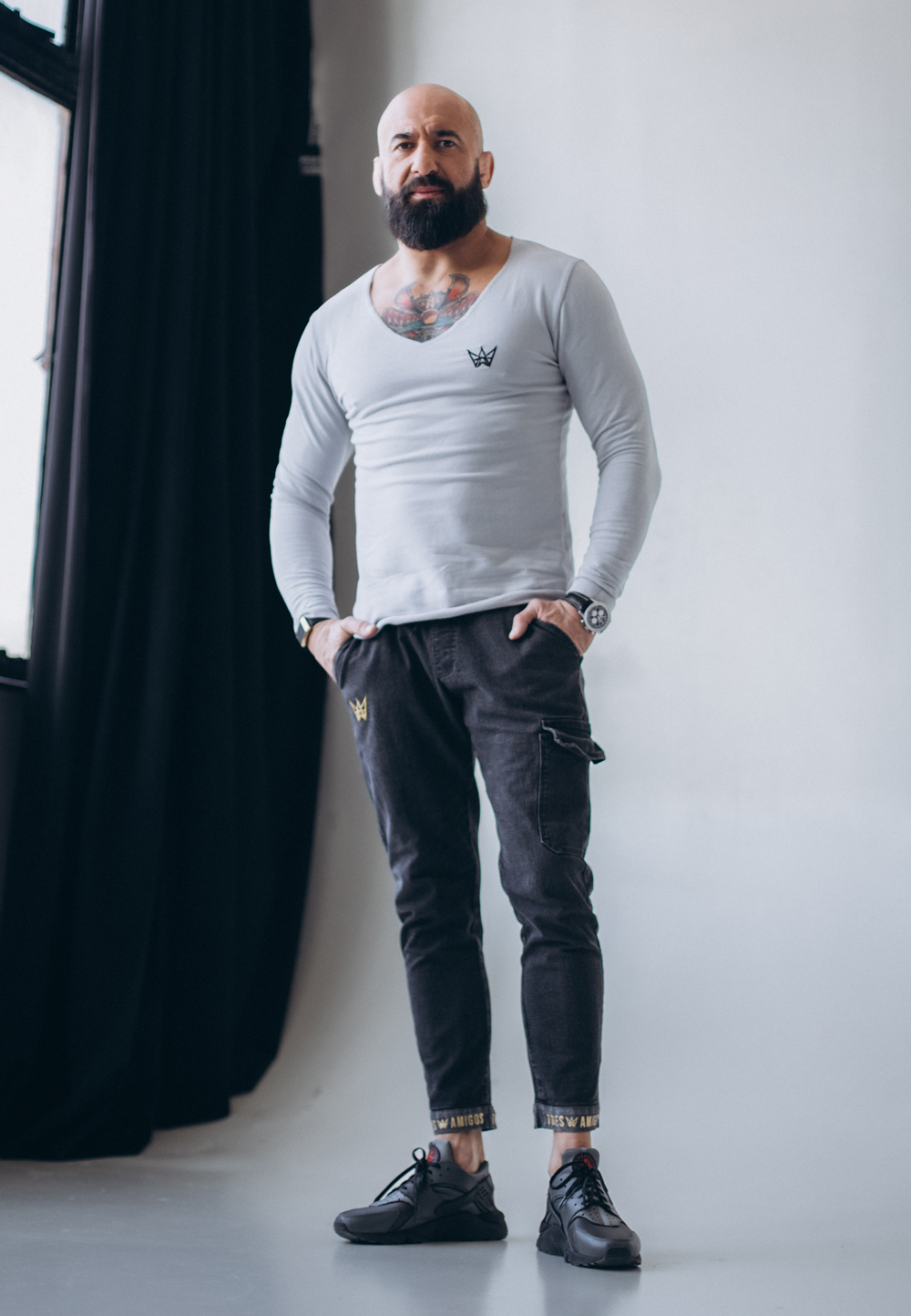 Longsleeve Deepneck Urban Motion - Jasnoszary 4 Longsleeve Deepneck Urban Motion - Jasnoszary