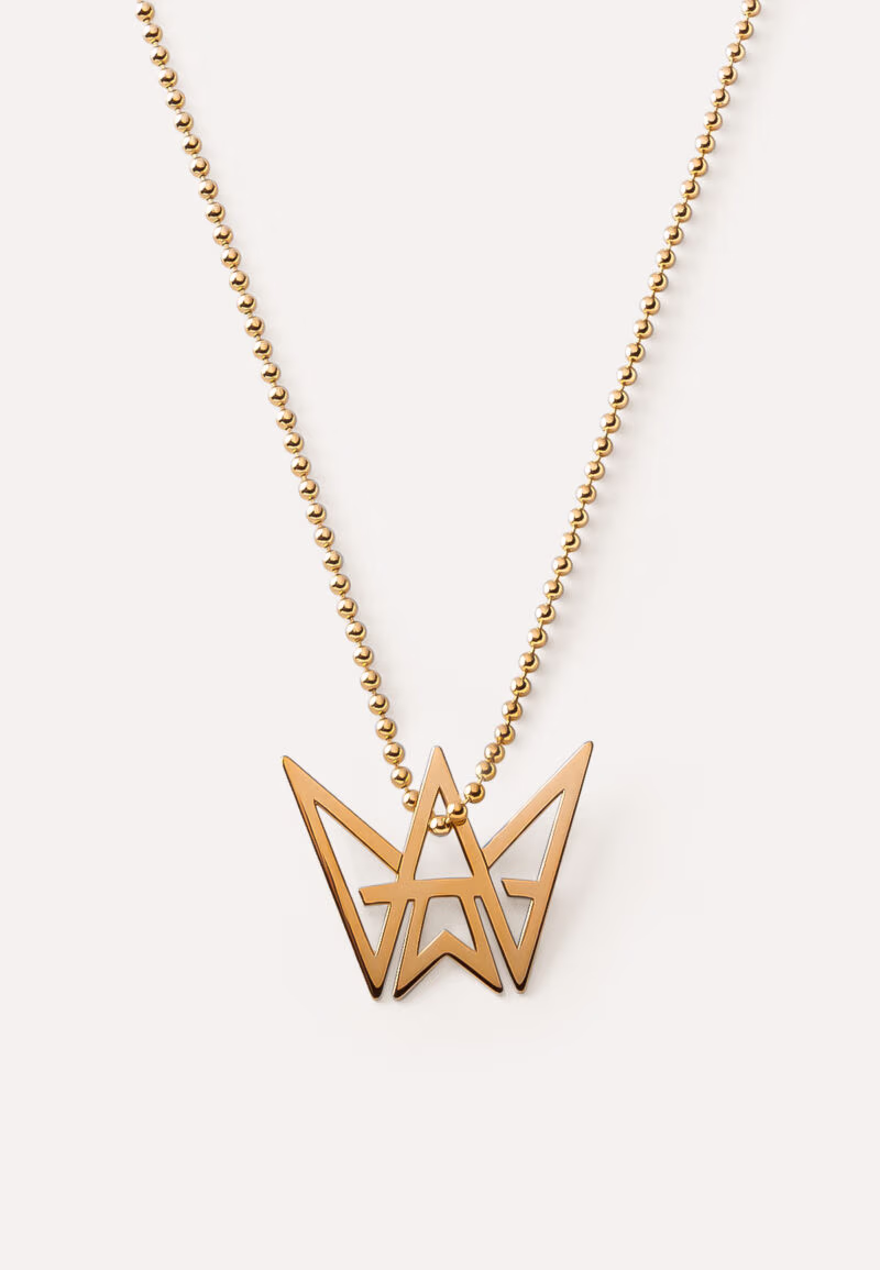 Naszyjnik Kulkowy Męski Pozłacany Zawieszka Logo Tres Amigos