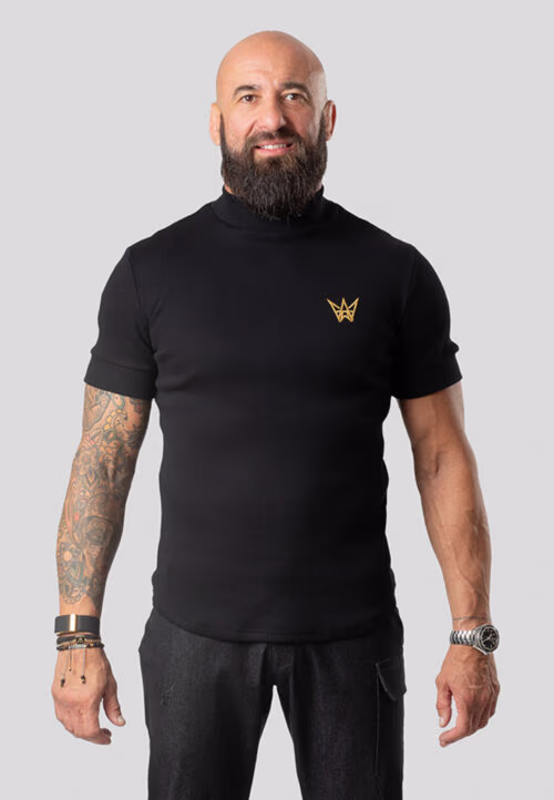 Koszulka Golf Z Krótkim Rękawem Prążkowany Czarny