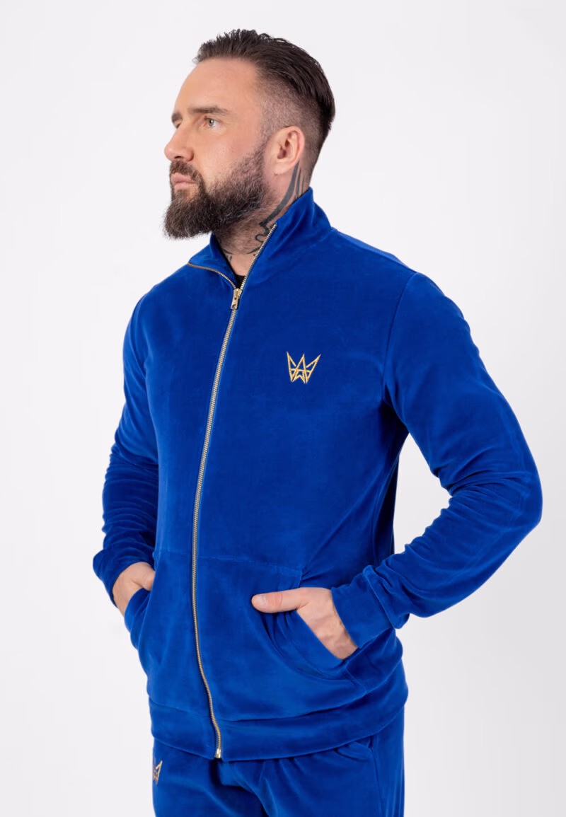 Bluza Rozsuwana z Golfem Welurowa Niebieska