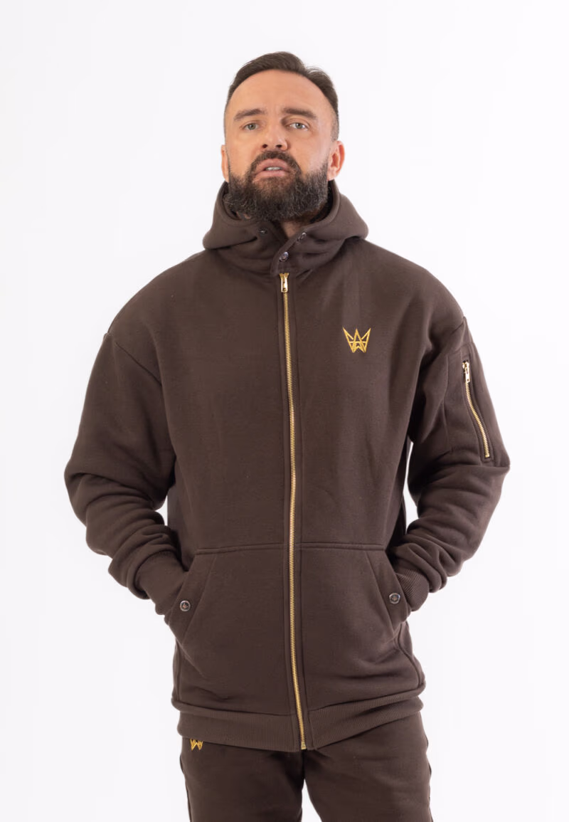 Bluza/Kurtka Rozsuwana Z Kapturem Oversize 2w1 Grizzly Czekoladowa