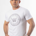 Koszulka Basic Slim Fit Classic z krótkim rękawem w kolorze białym z szarym logo.