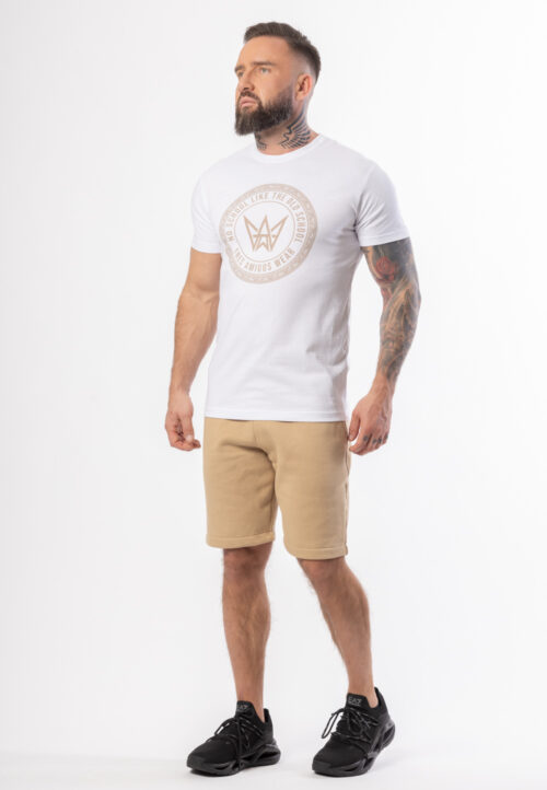 Koszulka Basic Slim Fit Classic w kolorze białym z beżowym logo.
