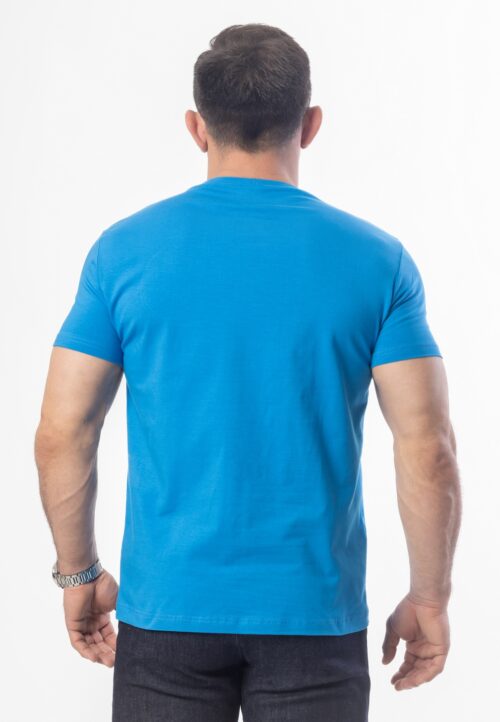 Koszulka Paco Slim Fit z krótkim rękawem w kolorze niebieskim ze złotą haftowaną koroną.