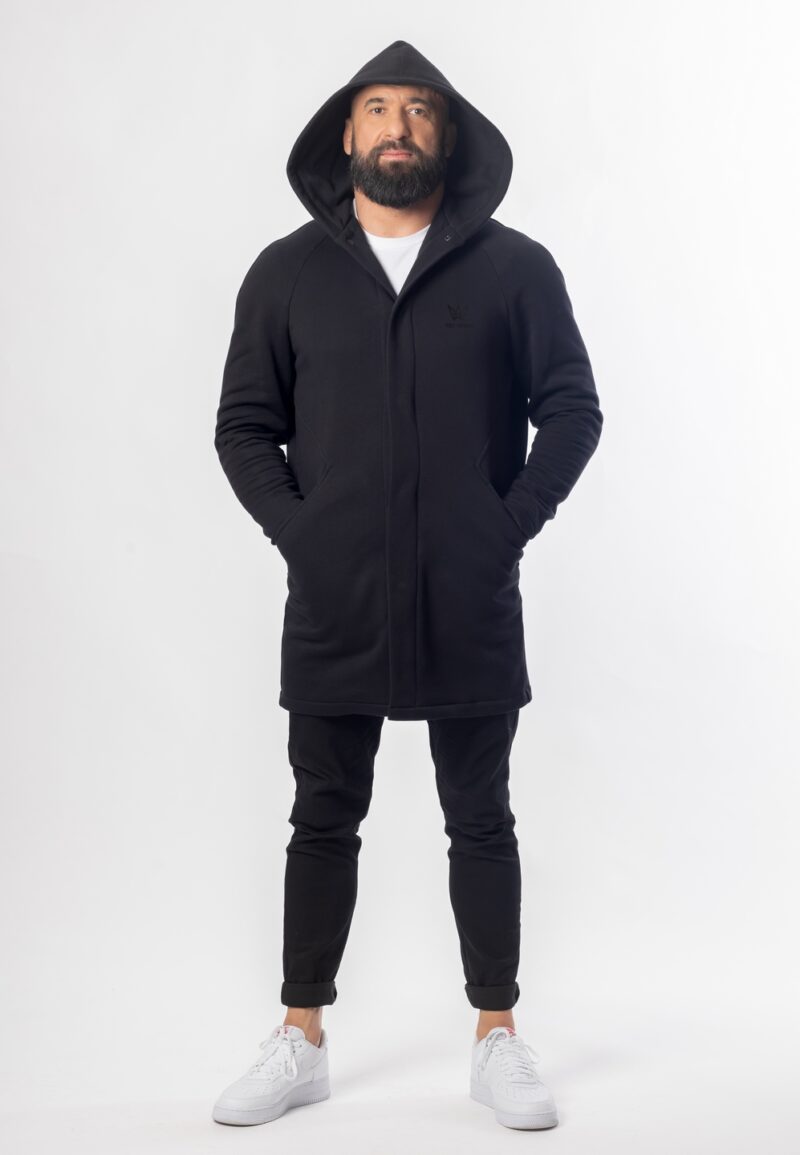 czarna długa rozpinana bluza