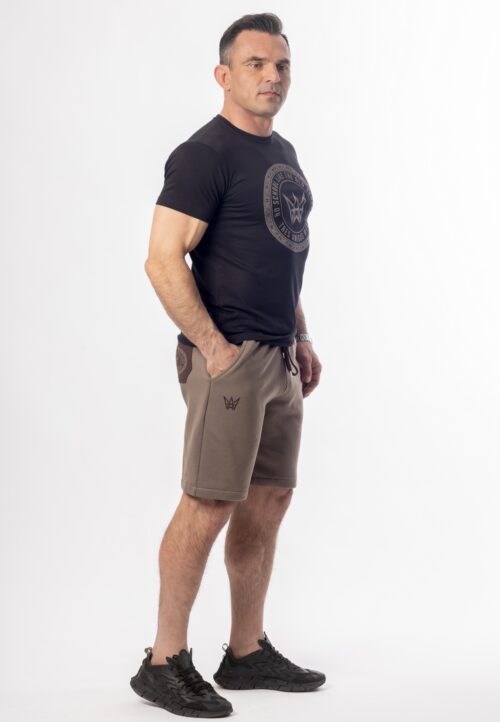Koszulka Basic Slim Fit Classic z krótkim rękawem w kolorze czarnym z brązowym logo.