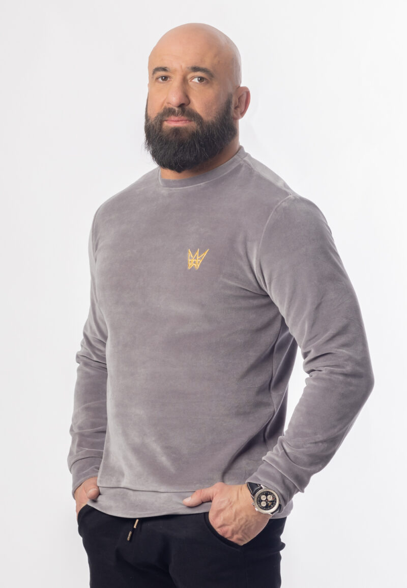 BLUZA WELUROWA POPIELATY
