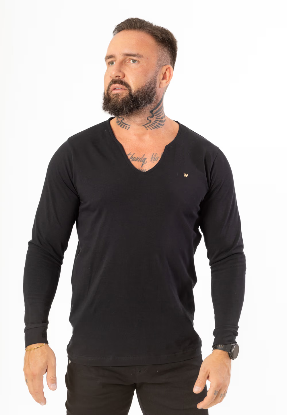 Longsleeve Weirdneck Czarny - Korona Mosiądz Pozłacany