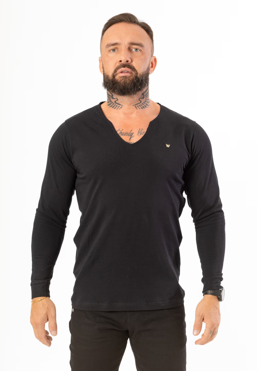 Longsleeve Weirdneck Czarny - Korona Mosiądz Pozłacany