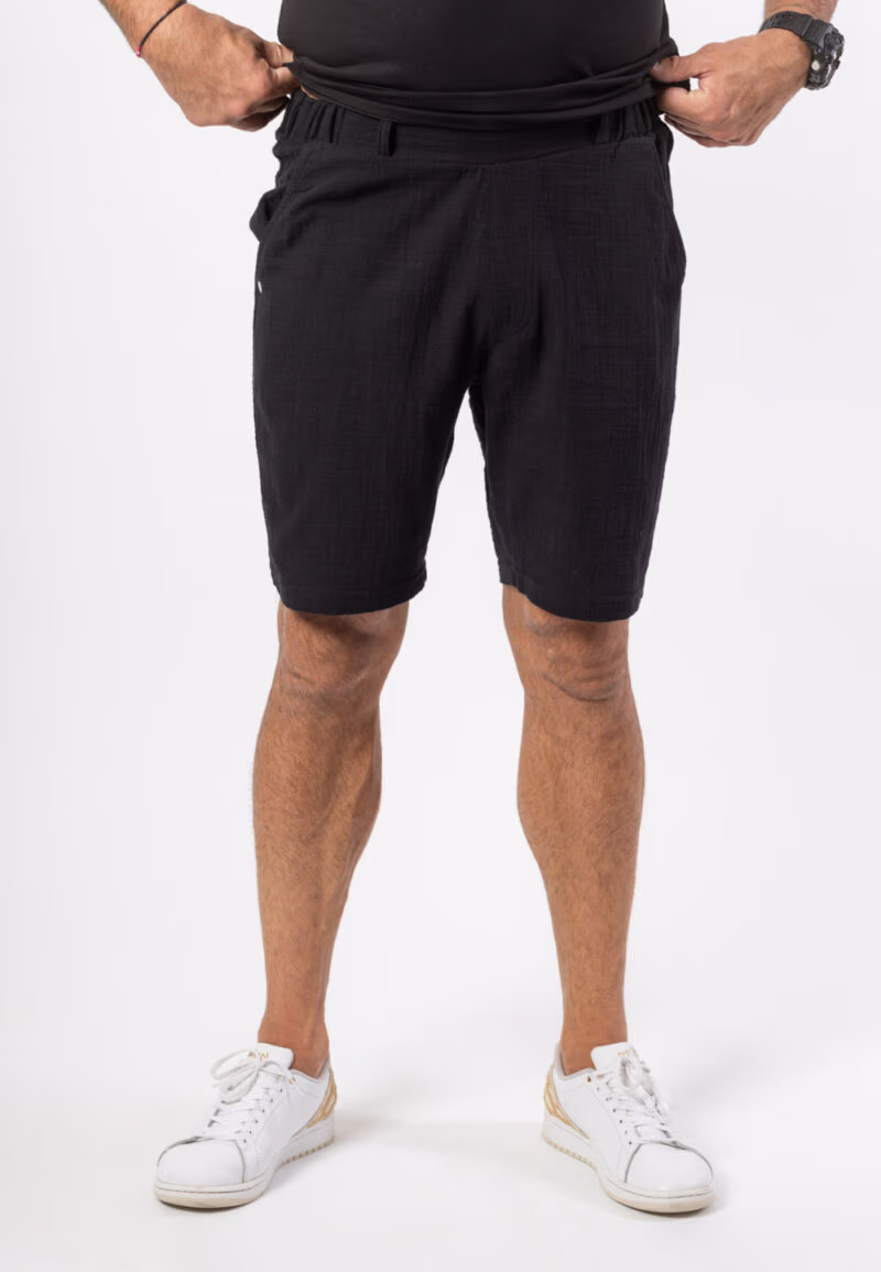 Muślinowe krótkie spodenki w kolorze czarnym z koroną ze srebra 925