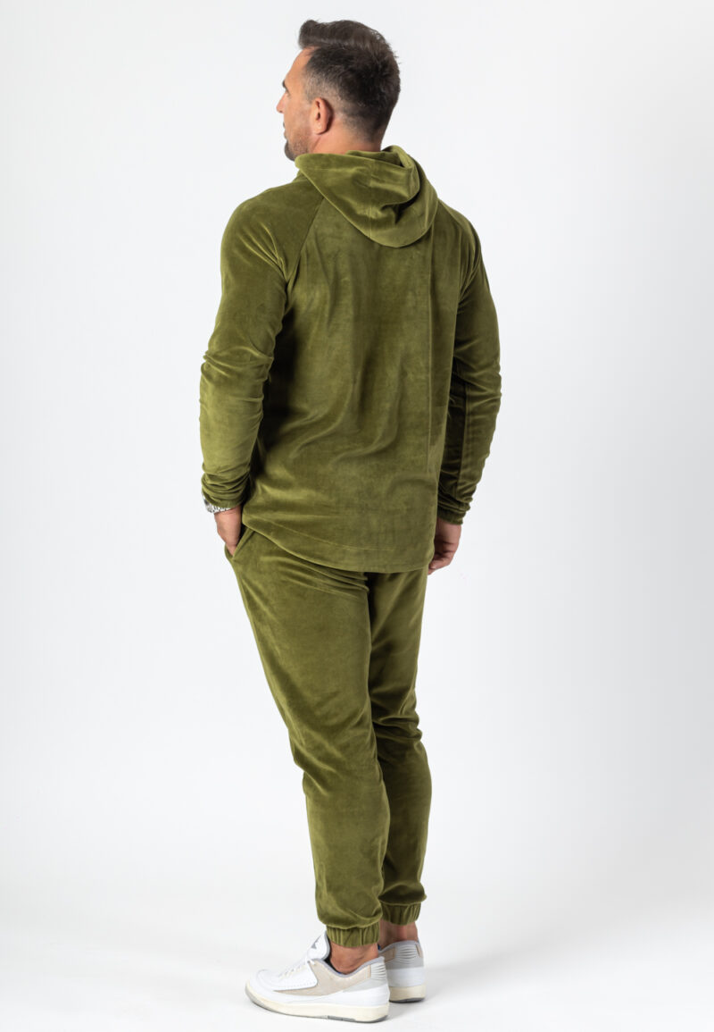 Bluza z kapturem welurowa oliwkowa