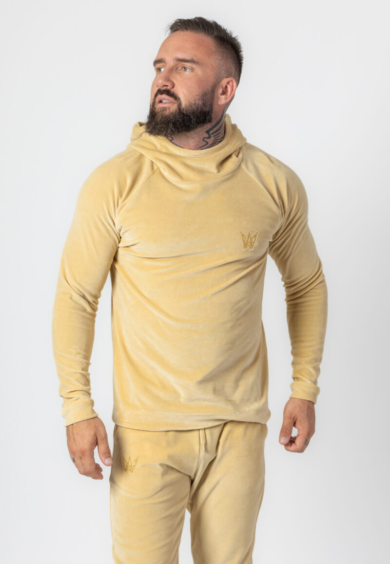 Bluza z kapturem welurowa kremowa