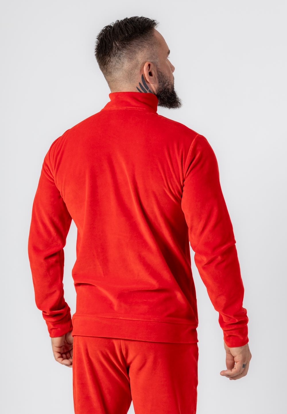 Bluza Rozsuwana Z Golfem Welurowa Czerwona 3 Bluza Rozsuwana Z Golfem Welurowa Czerwona