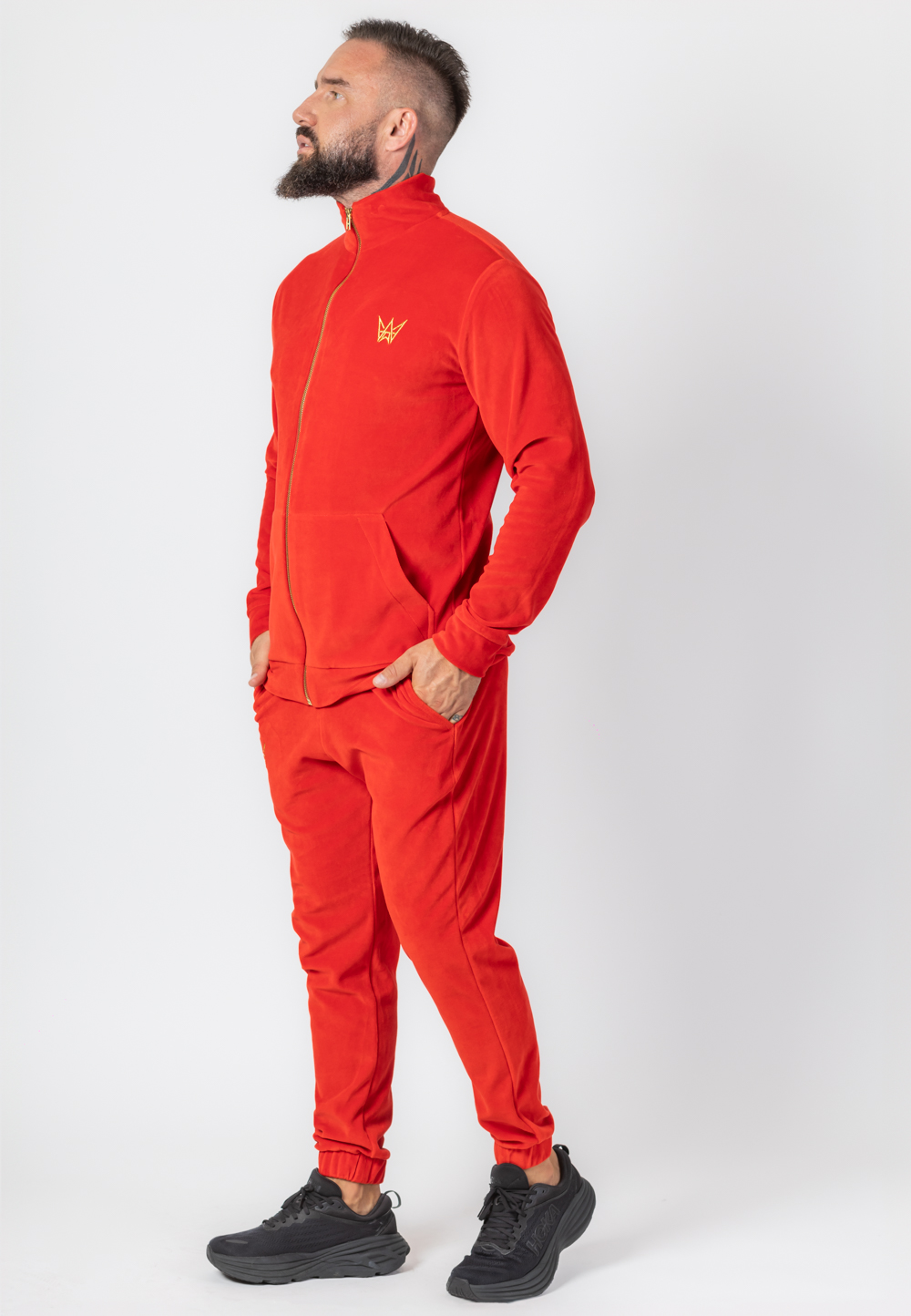 Bluza Rozsuwana Z Golfem Welurowa Czerwona 4 Bluza Rozsuwana Z Golfem Welurowa Czerwona