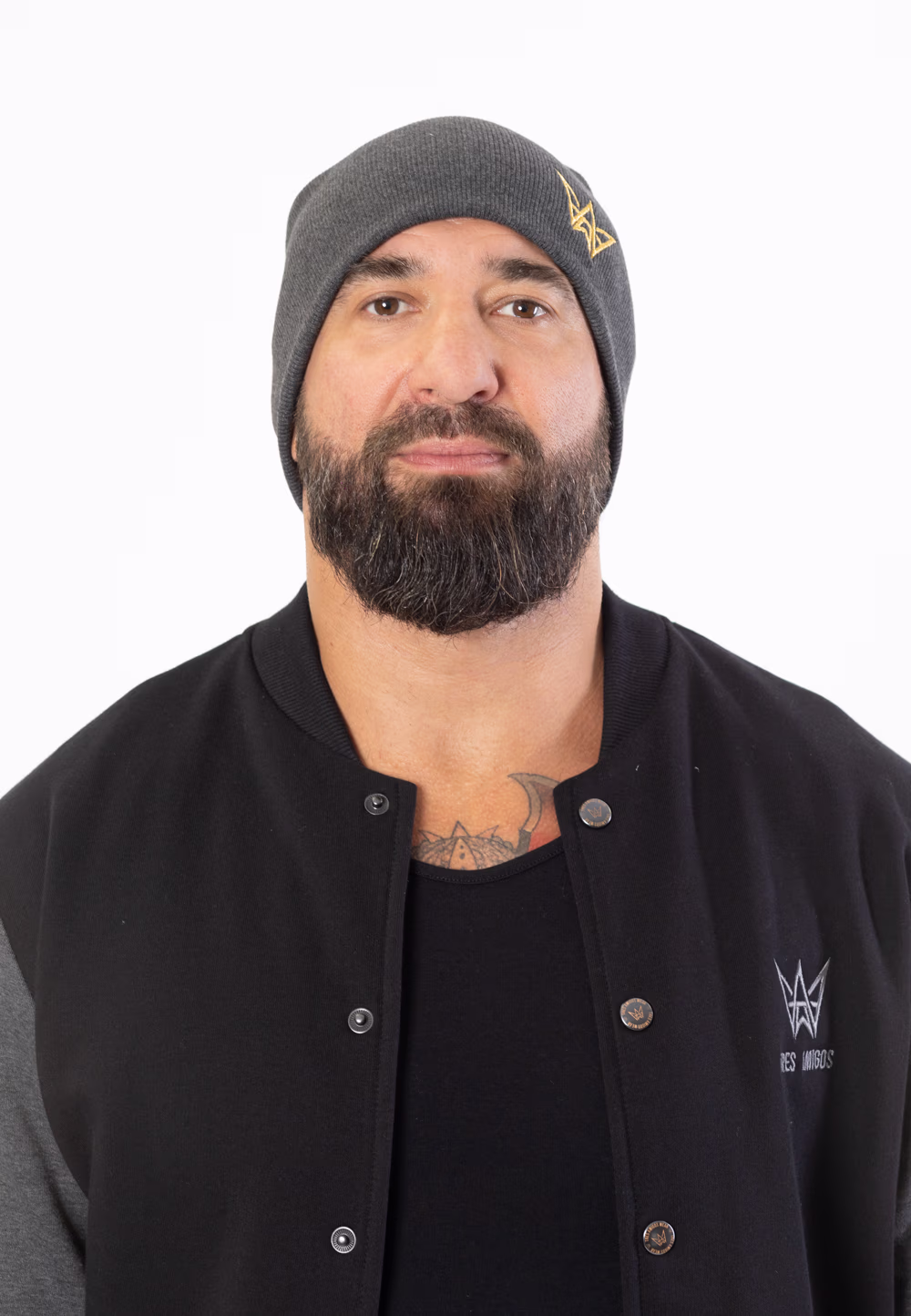 Bawełniana czapka zimowa w kolorze grafitowym ze złotą haftowaną koroną