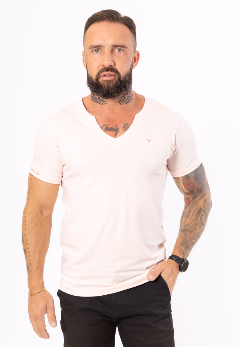 Koszulka z krótkim rękawem w kolorze różowym z koroną wykonaną ze złota 585.