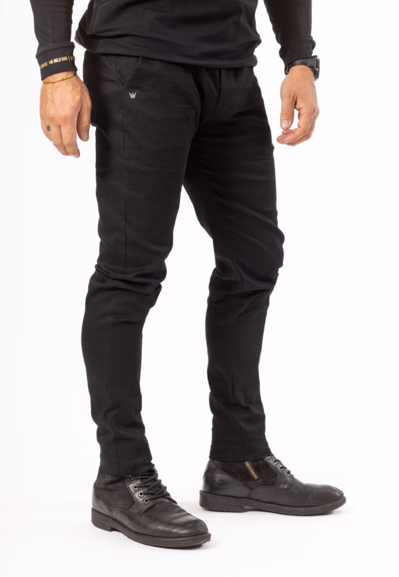 Spodnie Chinos Jeansowe Elastyczne Czarne - Korona Srebro 925