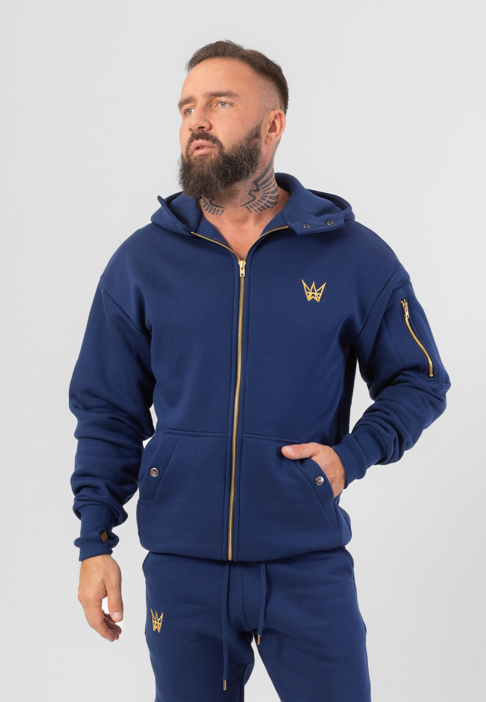 Bluza Grizzly o kroju oversize w kolorze granatowym zapinana na zamek