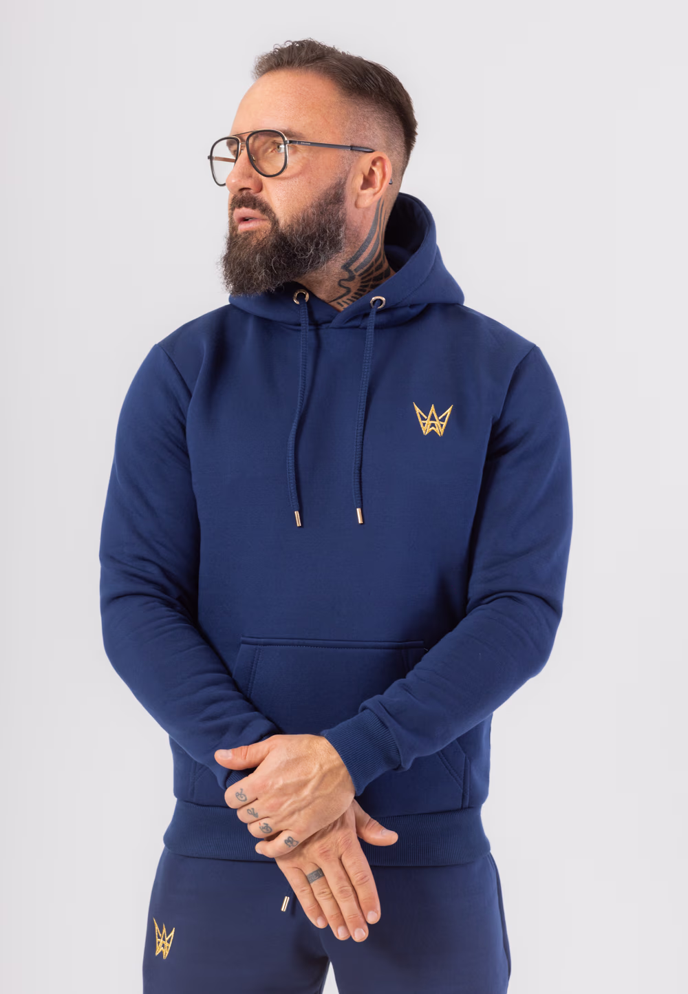 Gruba bawełniana bluza Grizzly z kapturem w kolorze granatowym.