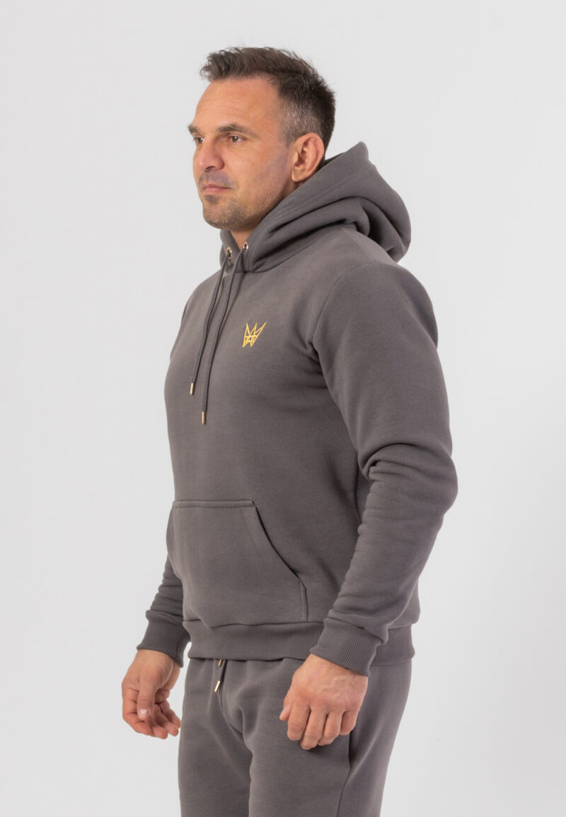Gruba bawełniana bluza Grizzly z kapturem w kolorze szarym.