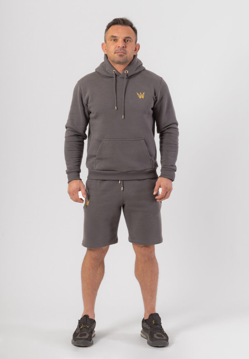 Gruba bawełniana bluza Grizzly z kapturem w kolorze szarym.