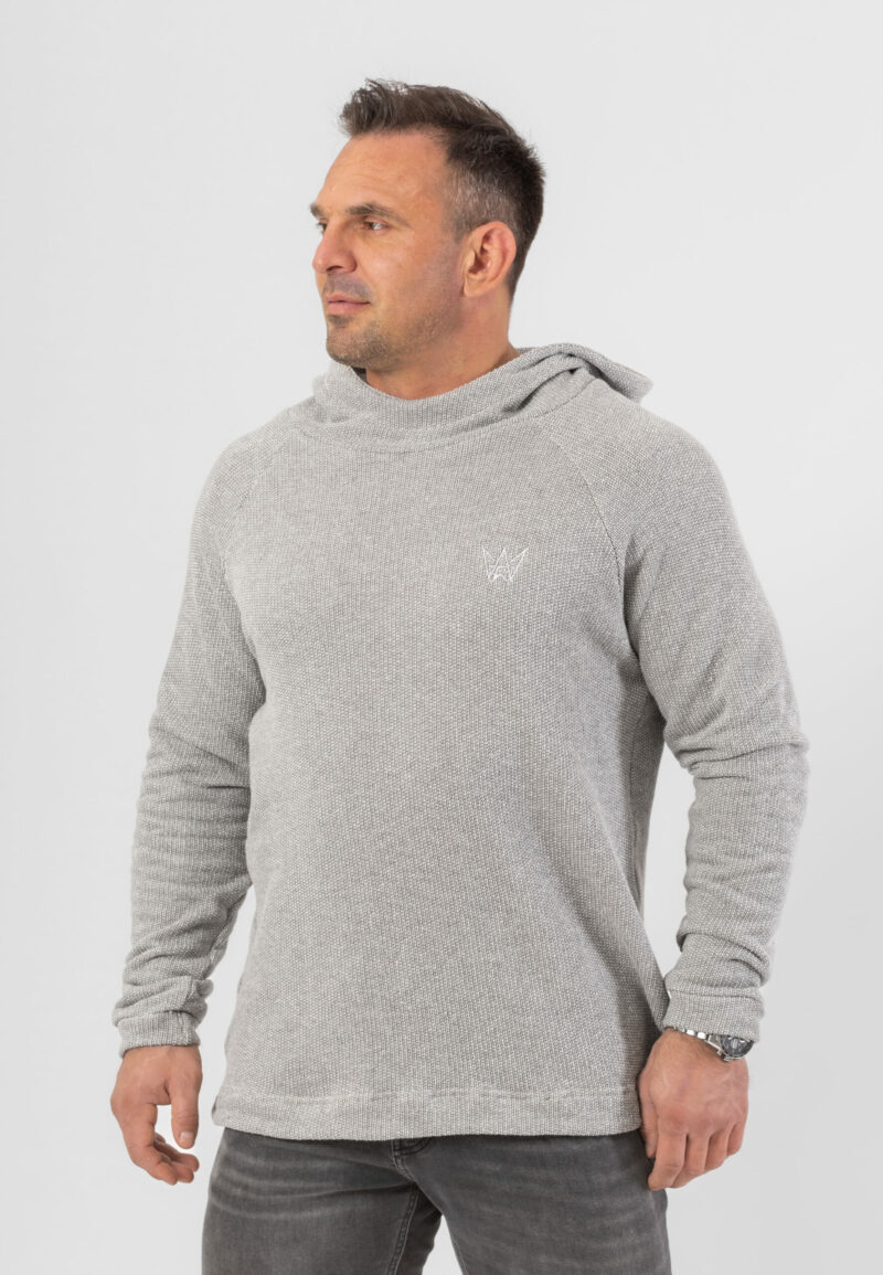 Bluza z kapturem w kolorze szarym ze srebrną haftowaną koroną.