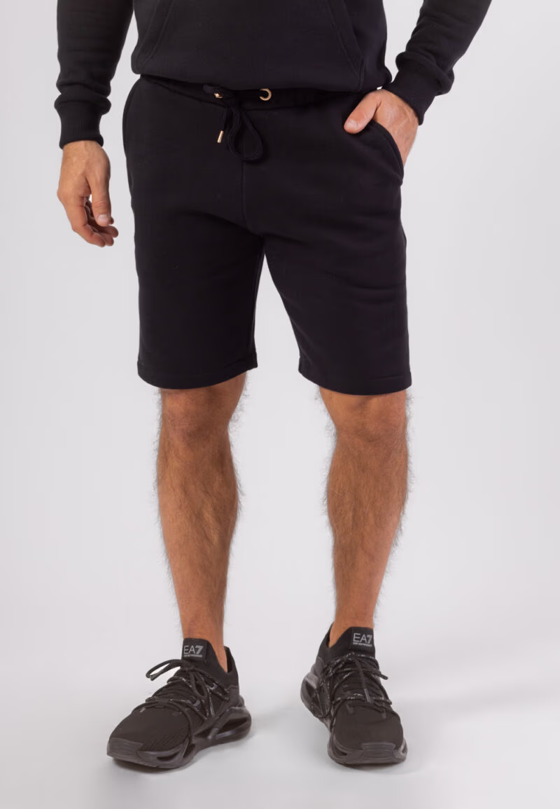 Krótkie spodenki bawełniane w kolorze czarnym ze złotą haftowaną koroną