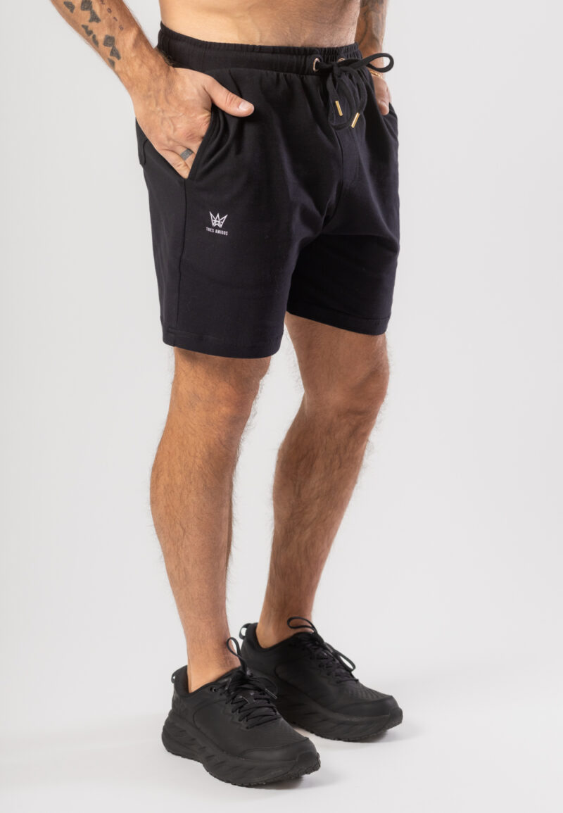 Krótkie spodenki Oversize w kolorze czarnym z białą drukowaną koroną.